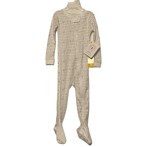 Burt's Bees Footie Sleeper Pajamas PJs Cursive ABCs Size 18 months - Picture 1 of 6